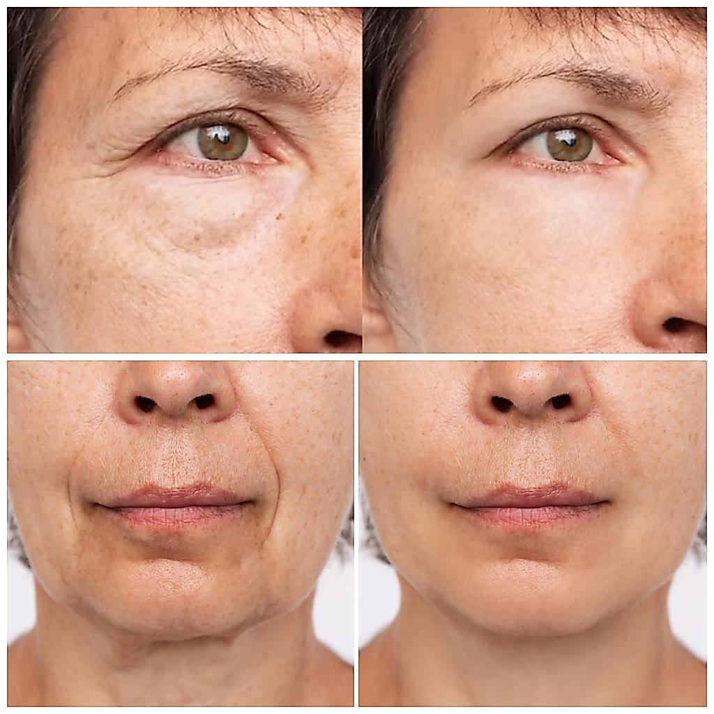 Antes e depois: rugas dos olhos e linhas de expressão suavizadas