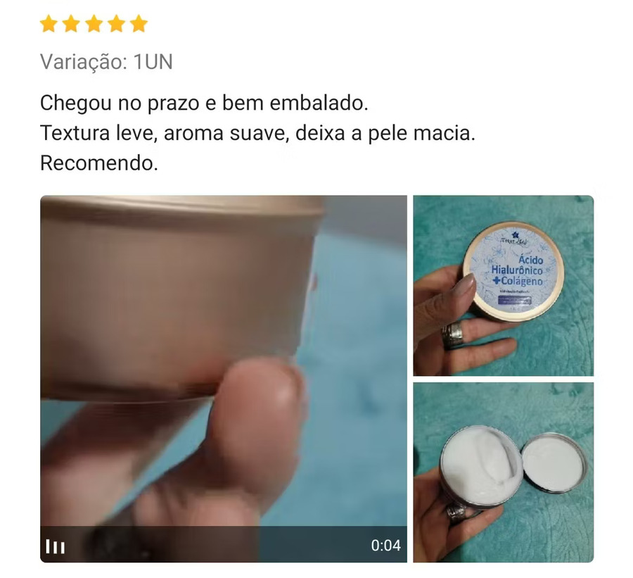 Creme Antirrugas: avaliação de cliente