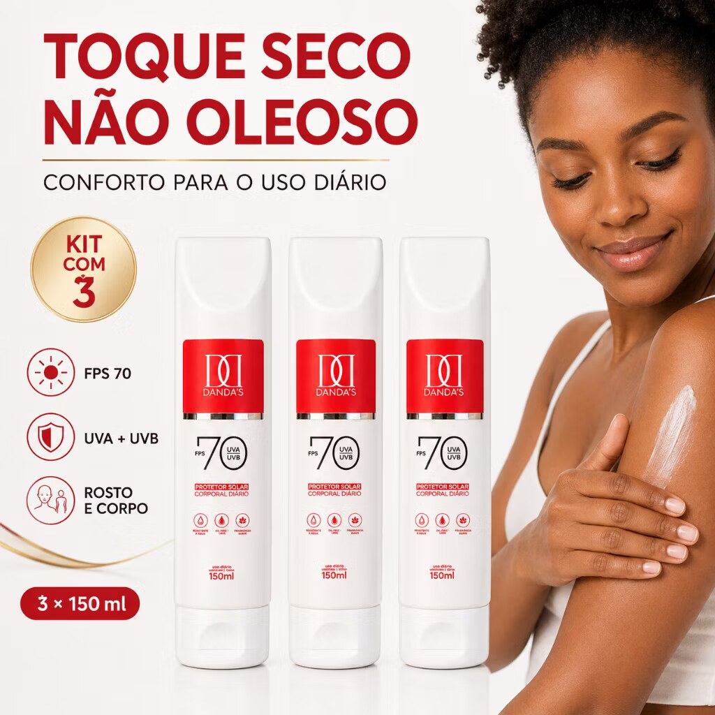 Protetor Solar FPS 70 Toque Seco: mulher aplicando